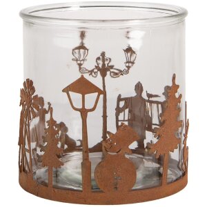 Свічник Clayre & Eef 6Y5938 Зимова сцена, 15х15 см