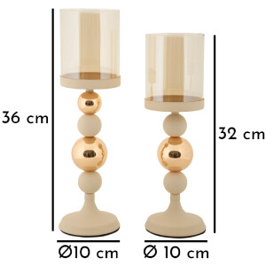 Mauro Ferretti Подсвечники Glassy creme – набор из 2 шт Ø 10x32 и Ø 10x36 см