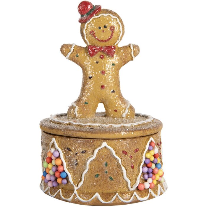 Clayre & Eef Коробка с пряниками Ø 7x11 см, коричневая