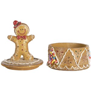 Clayre & Eef Коробка с пряниками Ø 7x11 см, коричневая