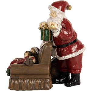 Clayre & Eef Фигурка Санта Клаус с детьми 17x13x18 см, Красный
