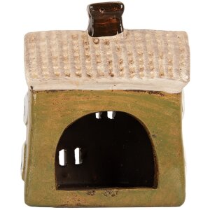 Clayre & Eef Декоративный домик 11x7x13 см Керамика Зеленый Бежевый
