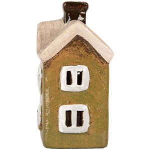 Clayre & Eef Декоративный домик 11x7x13 см Керамика Зеленый Бежевый