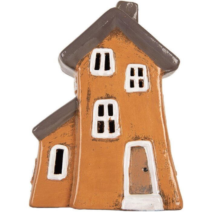 Clayre & Eef Декорація Будинок 16x11x22 см Сіро-Помаранчевий