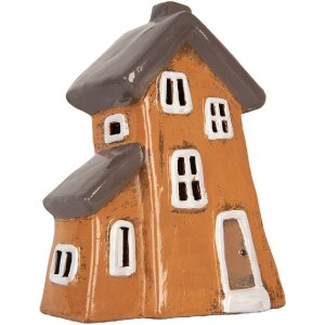 Clayre & Eef Декорація Будинок 16x11x22 см Сіро-Помаранчевий