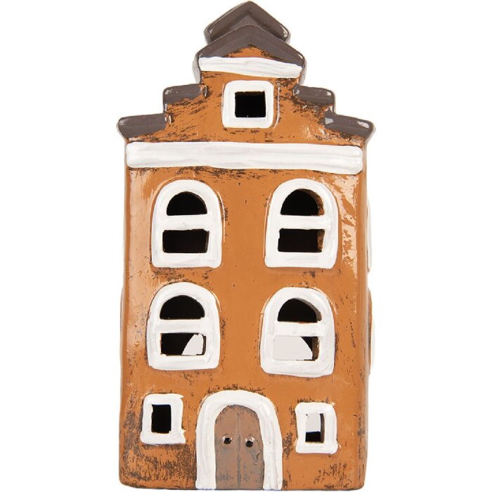 Clayre & Eef Декоративный домик 13x10x24 см, серый и оранжевый