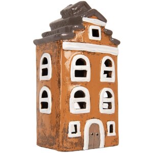 Clayre & Eef Декоративный домик 13x10x24 см, серый и оранжевый