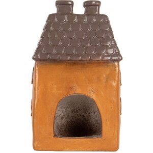 Декорація Будинок Clayre & Eef 23x17x37 см Сіро-Помаранчевий
