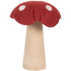 Clayre & Eef Гриб из фетра 14x14x17 см красный/коричневый
