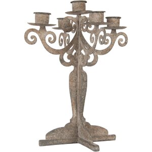 Свічник Clayre & Eef, сільський стиль, 21x21x26 см, сіро-бежевий