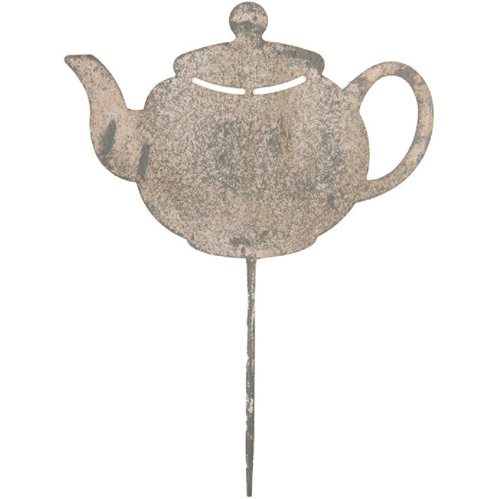 Clayre & Eef 6Y5831 Садовый штырь Чайник 26x1x35 см Серый Бежевый