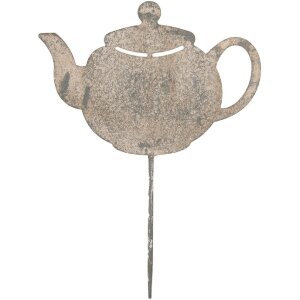 Clayre & Eef 6Y5831 Садовый штырь Чайник 26x1x35 см Серый Бежевый