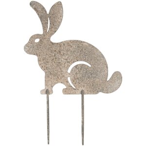 Clayre & Eef 6Y5832 Садовый декор Кролик железо 28x1x41 см серо-бежевый