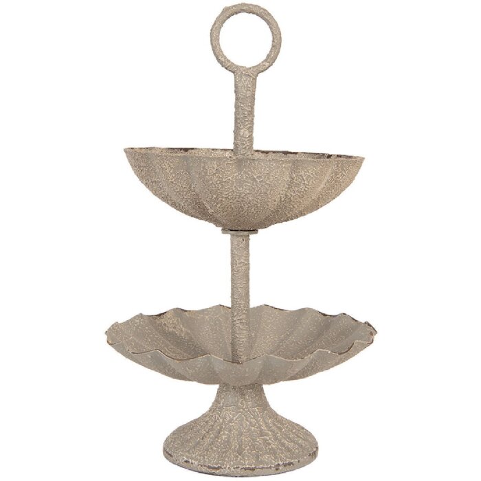 Стелаж Clayre & Eef 6Y5886, 2 поверхи, сірий бежевий, Ø 15x24 см