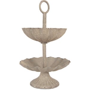 Стелаж Clayre & Eef 6Y5886, 2 поверхи, сірий бежевий, Ø 15x24 см