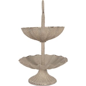 Стелаж Clayre & Eef 6Y5886, 2 поверхи, сірий бежевий, Ø 15x24 см