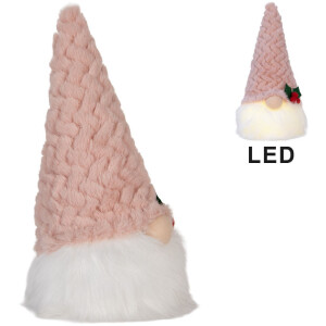 Декоративний гном з LED-освітленням, 25 см, рожевий,...