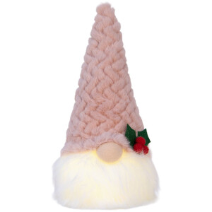 Декоративний гном з LED-освітленням, 25 см, рожевий, Clayre & Eef