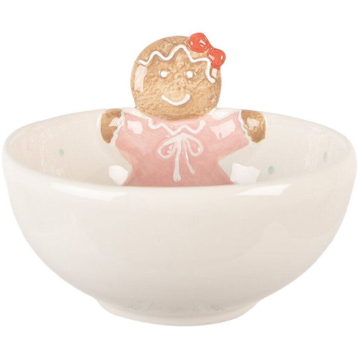 Сервісна миска Clayre & Eef 6CE2216, біло-рожева, 18x17x12 см, 700 мл