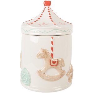 Clayre & Eef Контейнер для хранения с крышкой 15x22 см Белый/Коричневый