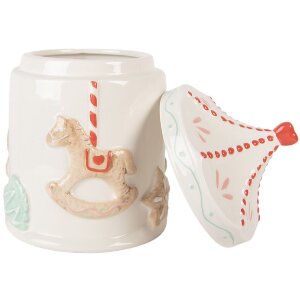 Clayre & Eef Контейнер для хранения с крышкой 15x22 см Белый/Коричневый