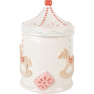 Clayre & Eef Контейнер для хранения с крышкой 15x22 см Белый/Коричневый