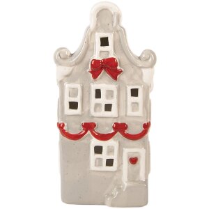 Керамічна прикраса з LED-освітленням 11x9x22 см, сірий та білий, для Новорічного убрання від Clayre & Eef