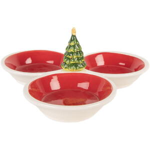Сервісна миска Clayre & Eef 6CE2225, червона та біла, кераміка, 26×26×10 см