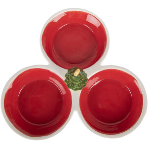 Сервісна миска Clayre & Eef 6CE2225, червона та біла, кераміка, 26×26×10 см