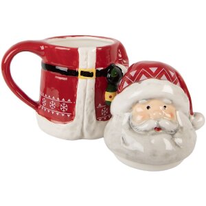 Керамічний чашка Clayre & Eef 450 мл, червоний та білий, з кришкою