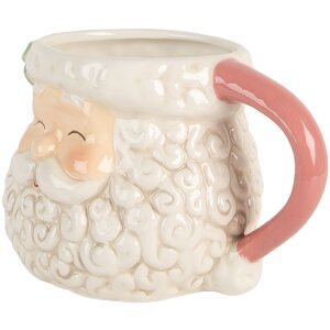 Кружка Clayre & Eef, 550 мл, 16x11x10 см, керамічна, рожево-біла