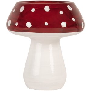 Clayre & Eef 6GL5199 Teelichthalter Pilz Ø 7x7 cm weiß-rot