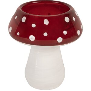 Clayre & Eef 6GL5199 Teelichthalter Pilz Ø 7x7 cm weiß-rot