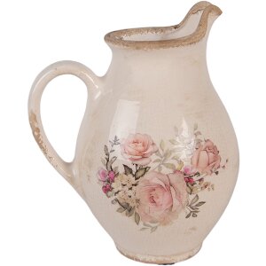 Clayre & Eef 6CE2236S Декоративний глечик бежево-рожевий 16x12x19 см