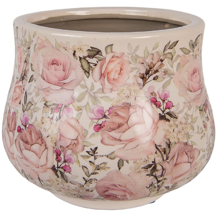 Квітковий горщик Clayre & Eef 6CE2241L Ø 21x17 см Бежево-рожевий