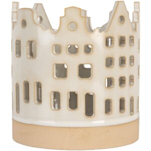 Clayre & Eef Подсвечник "Домики" 11x11 см бежево-коричневый