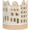 Clayre & Eef Подсвечник "Домики" 11x11 см бежево-коричневый