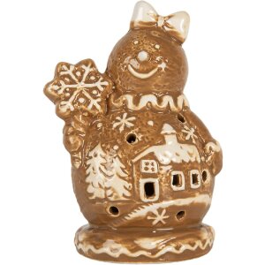 Clayre & Eef Декорация Снеговик 9x7x13 см Керамика