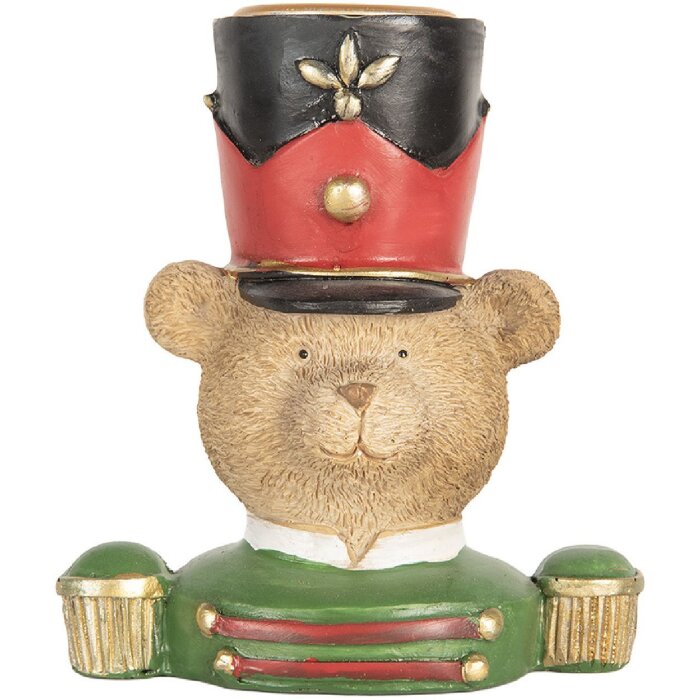 Свічник у формі ведмедя Clayre & Eef, 9x6x10 см, коричневий зелений