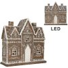 Clayre & Eef Декорація Будинок з LED 26x10x25 см Коричневий Білий