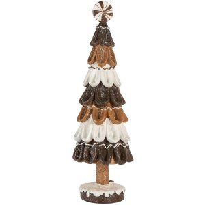 Декоративна ялинка Clayre & Eef 6PR5819 Ø 12x39 см коричнево-біла