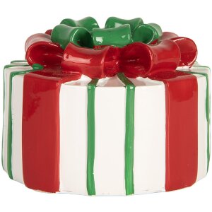 Clayre & Eef 6PR5774 Свічник 12x11x7 см білий з червоними акцентами