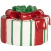 Clayre & Eef 6PR5774 Свічник 12x11x7 см білий з червоними акцентами