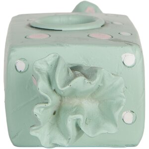 Clayre & Eef Свічник 14x6x4 см блакитний та білий