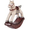 Clayre & Eef Качающаяся лошадка бежево-красная 11x3x11 см