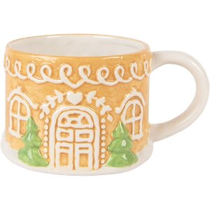 Clayre & Eef Чайник з чашкою керамічний коричнево-білий