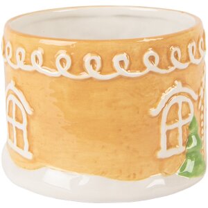 Clayre & Eef Чайник з чашкою керамічний коричнево-білий