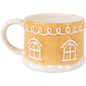 Clayre & Eef Чайник з чашкою керамічний коричнево-білий