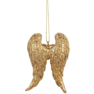 Clayre & Eef Подвеска "Крылья" золотистая 6x2x9 см