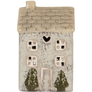 Clayre & Eef Подсвечник Дом 9x8x15 см Серый/Бежевый